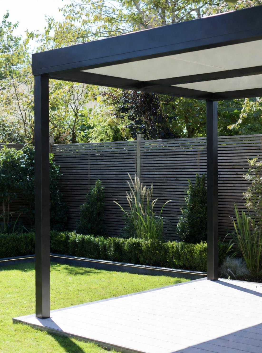 Contemporary steel pergola